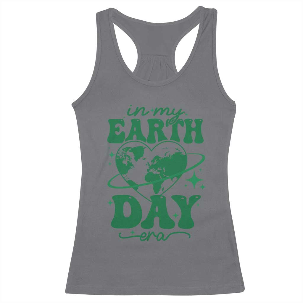 In My Earth Day Era Racerback Tank Top Cute Groovy Planet Heart