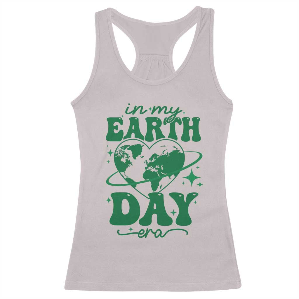 In My Earth Day Era Racerback Tank Top Cute Groovy Planet Heart
