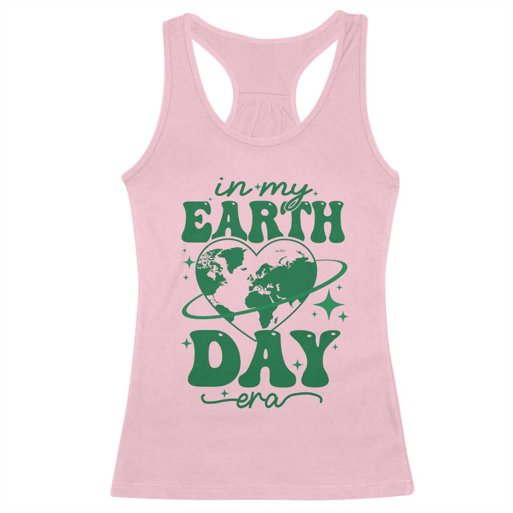 In My Earth Day Era Racerback Tank Top Cute Groovy Planet Heart