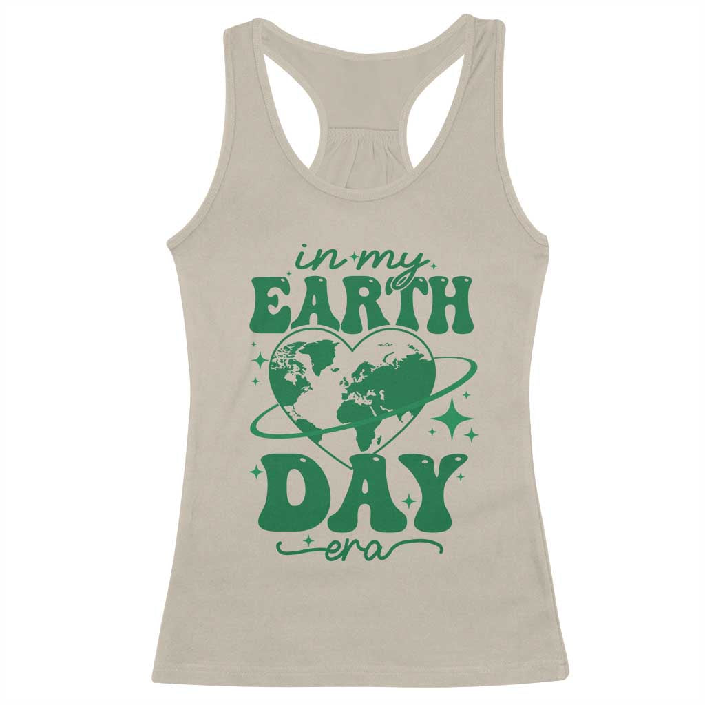 In My Earth Day Era Racerback Tank Top Cute Groovy Planet Heart