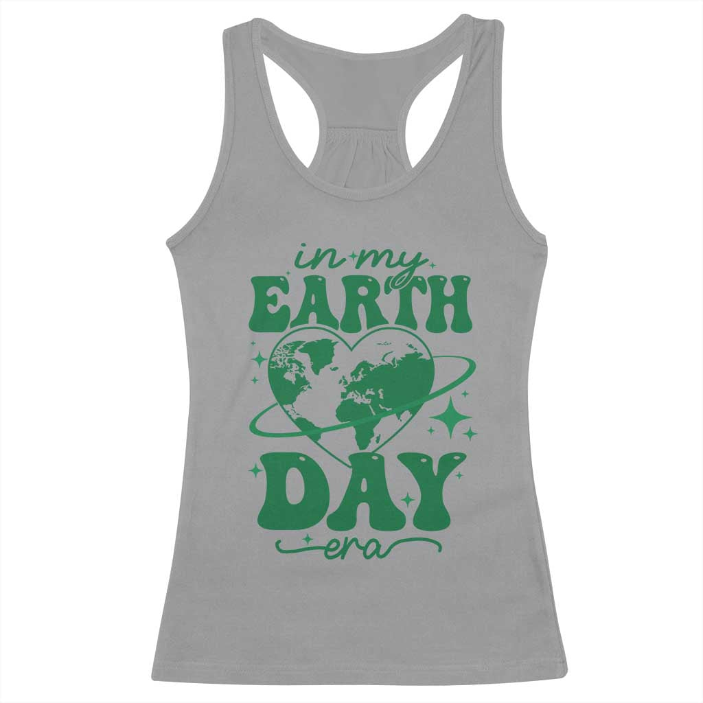 In My Earth Day Era Racerback Tank Top Cute Groovy Planet Heart