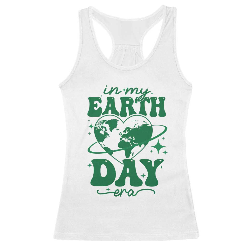 In My Earth Day Era Racerback Tank Top Cute Groovy Planet Heart