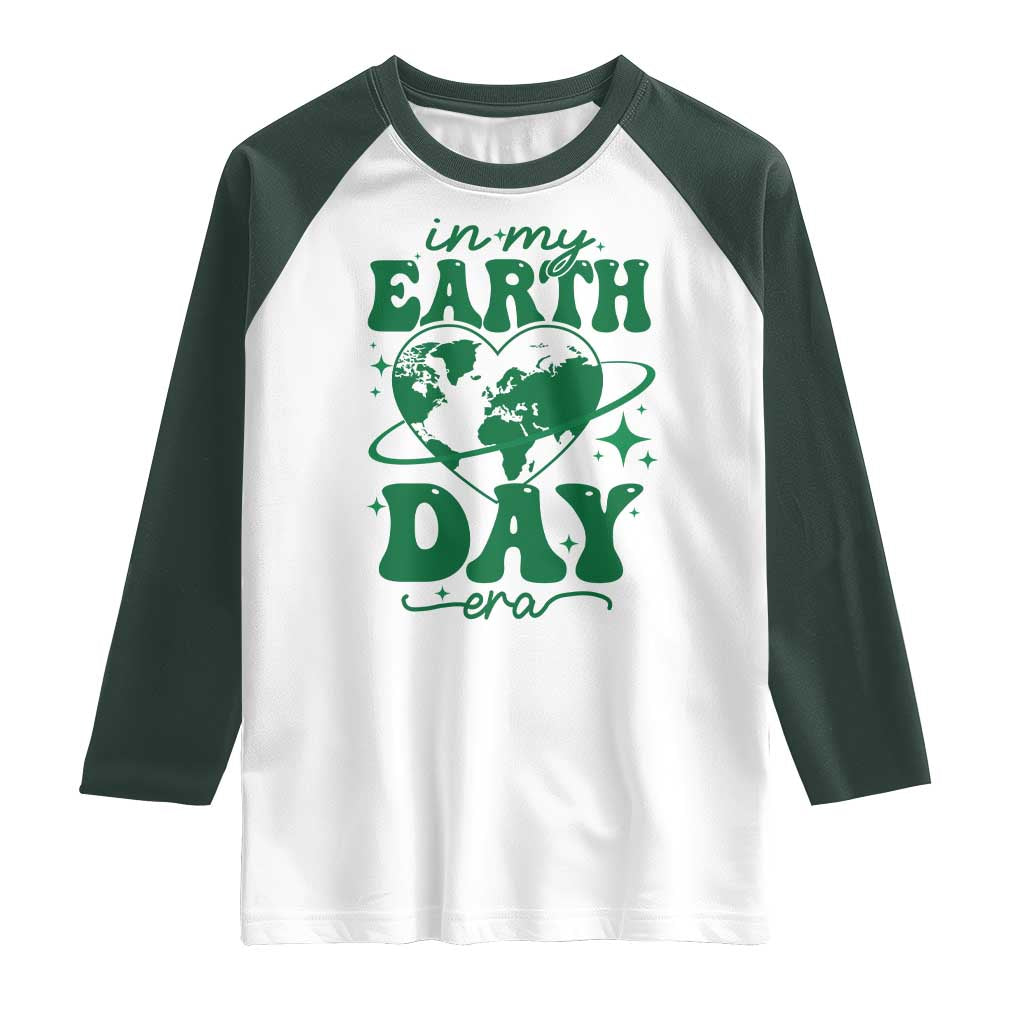 In My Earth Day Era Raglan Shirt Cute Groovy Planet Heart