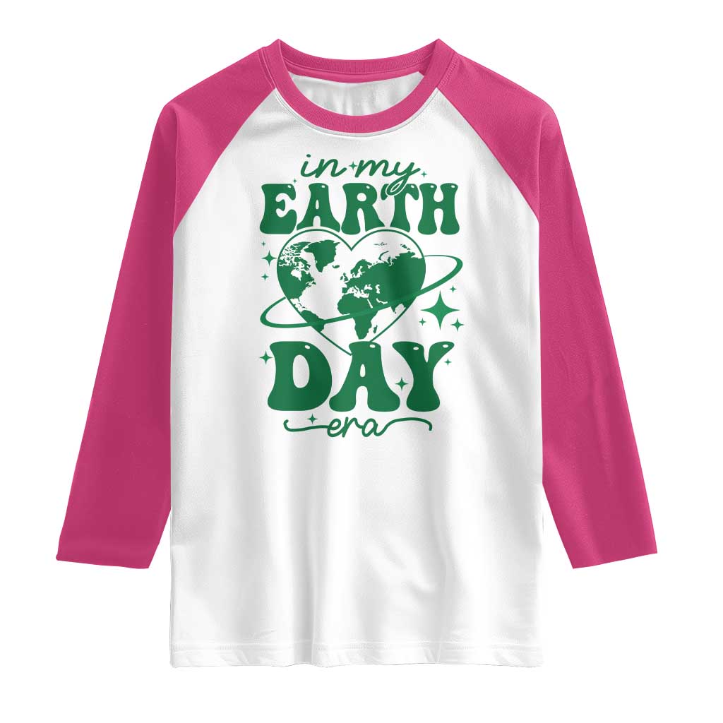 In My Earth Day Era Raglan Shirt Cute Groovy Planet Heart