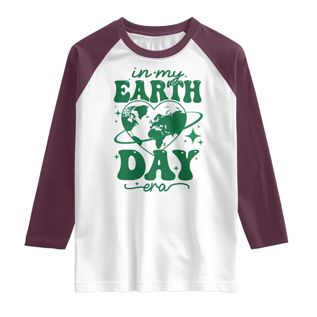 In My Earth Day Era Raglan Shirt Cute Groovy Planet Heart