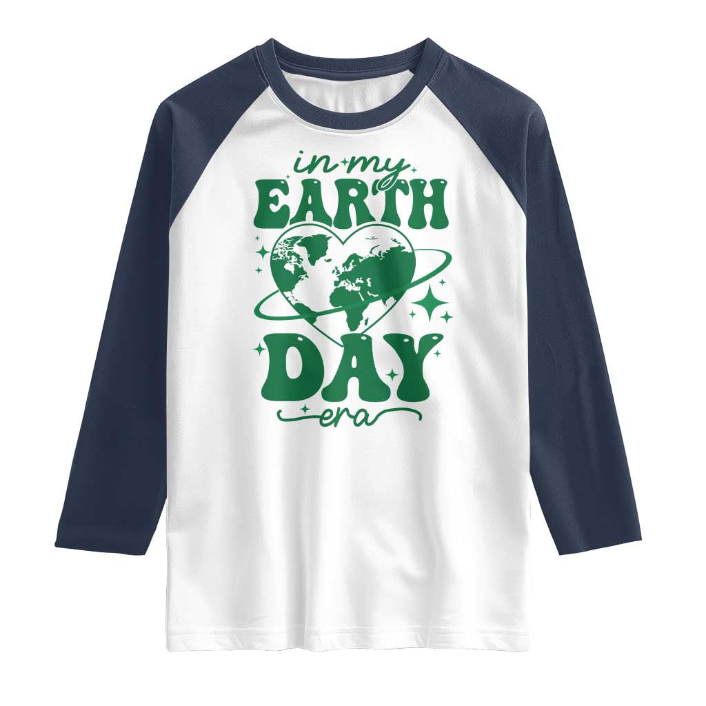In My Earth Day Era Raglan Shirt Cute Groovy Planet Heart