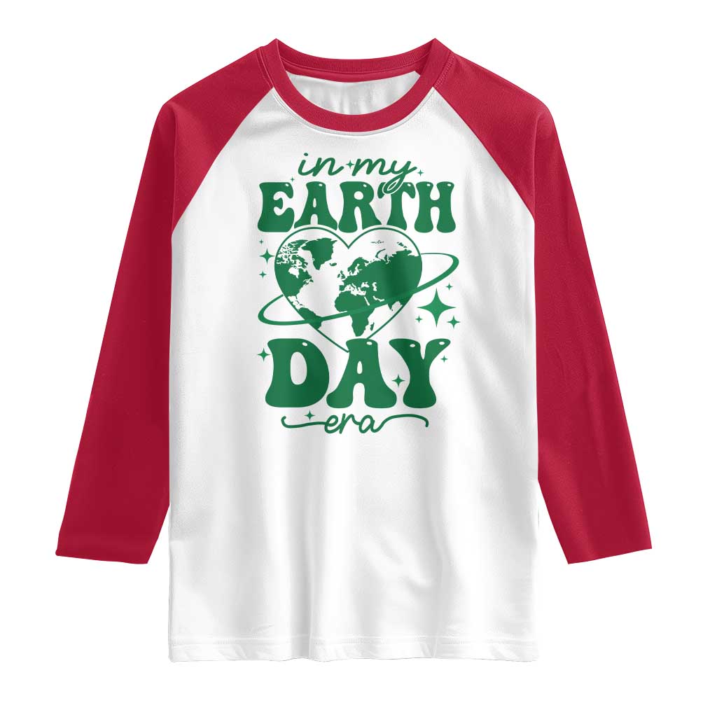 In My Earth Day Era Raglan Shirt Cute Groovy Planet Heart