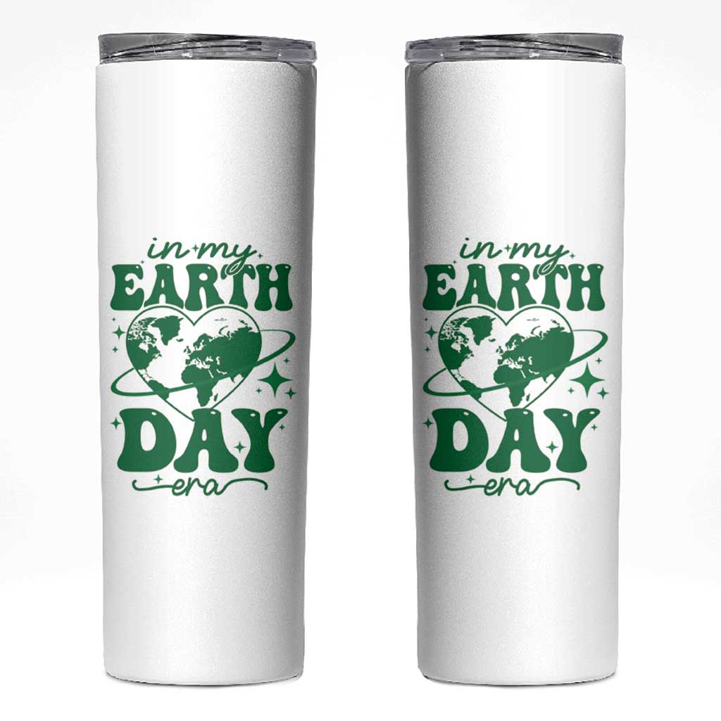 In My Earth Day Era Skinny Tumbler Cute Groovy Planet Heart