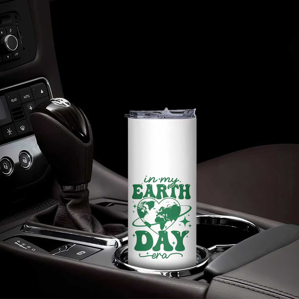 In My Earth Day Era Skinny Tumbler Cute Groovy Planet Heart