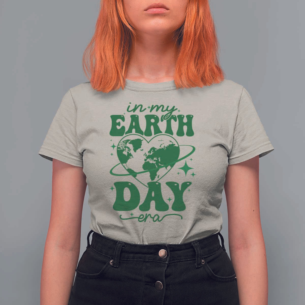 In My Earth Day Era T Shirt For Women Cute Groovy Planet Heart