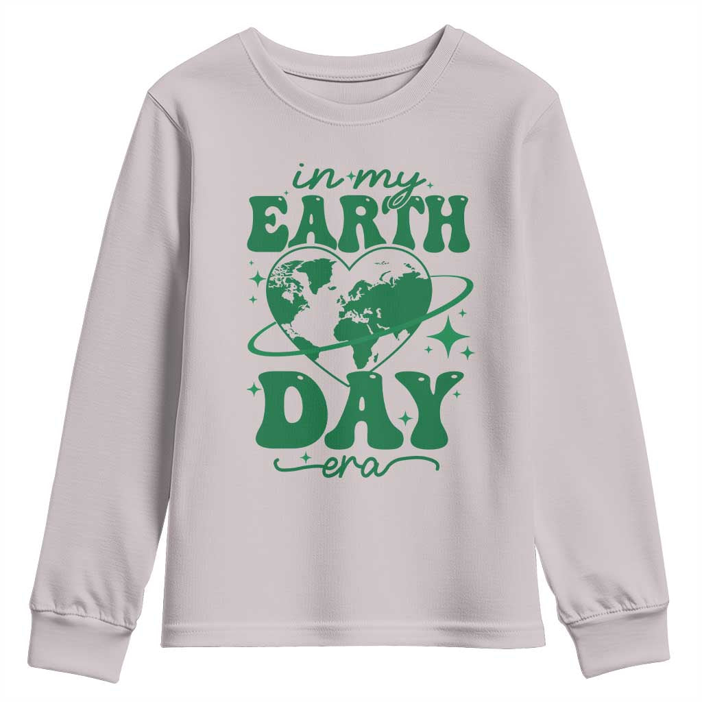 In My Earth Day Era Youth Sweatshirt Cute Groovy Planet Heart