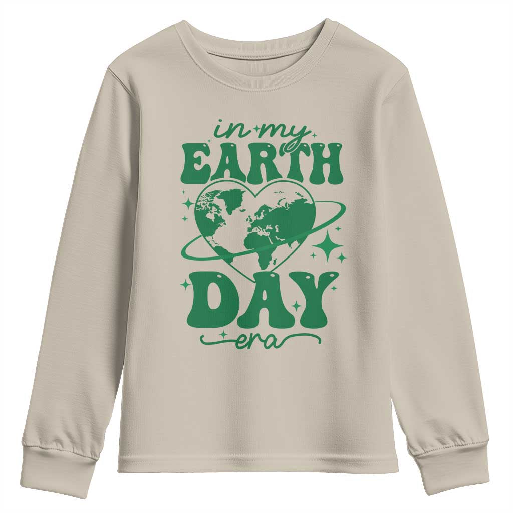 In My Earth Day Era Youth Sweatshirt Cute Groovy Planet Heart