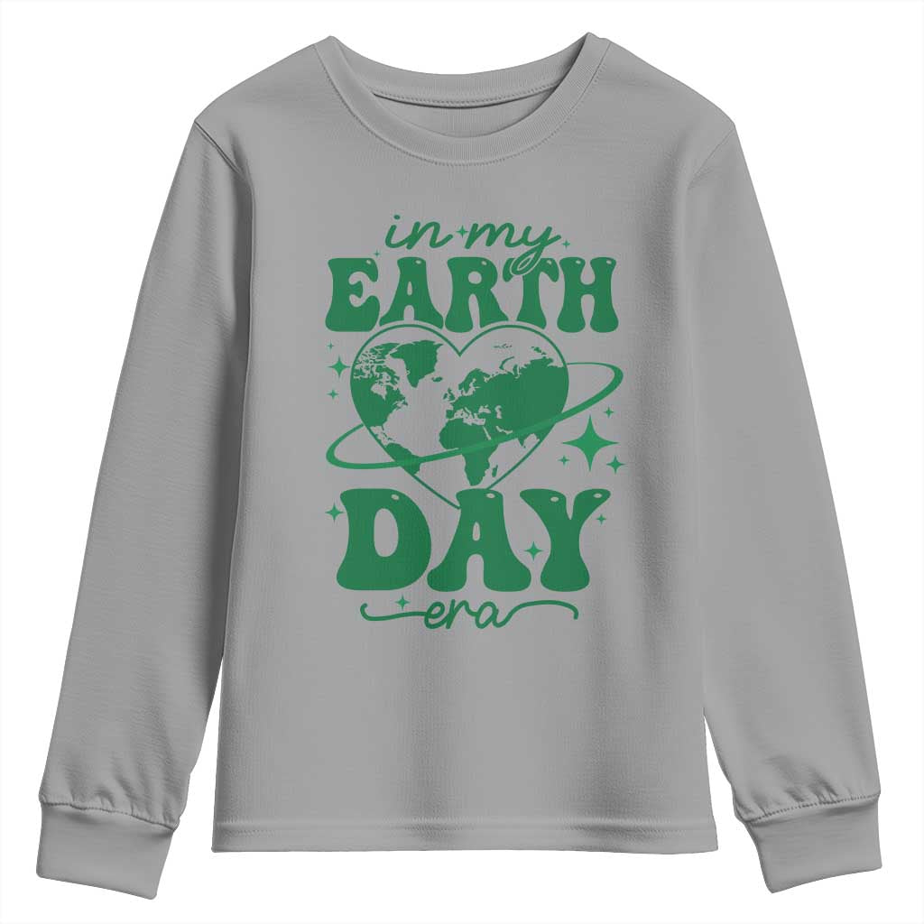 In My Earth Day Era Youth Sweatshirt Cute Groovy Planet Heart