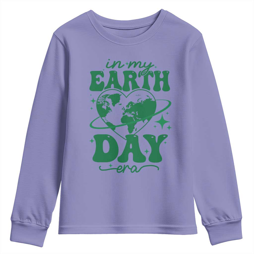 In My Earth Day Era Youth Sweatshirt Cute Groovy Planet Heart