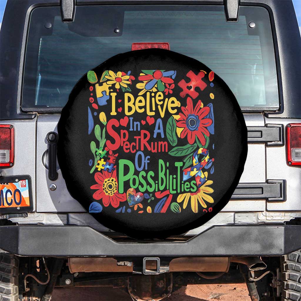 Autism Acceptance Spare Tire Cover I Believe In A Spectrum Of Possibilities Retro Boho