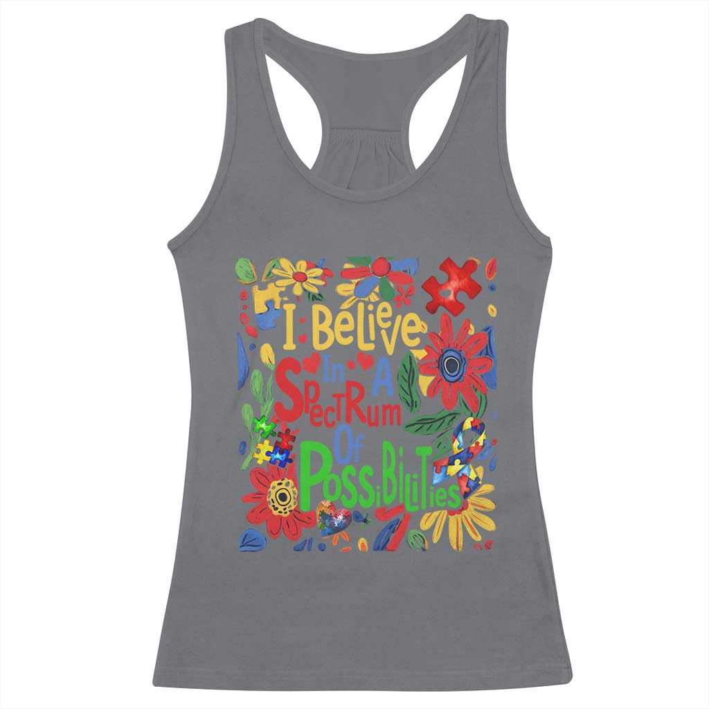 Autism Acceptance Racerback Tank Top I Believe In A Spectrum Of Possibilities Retro Boho