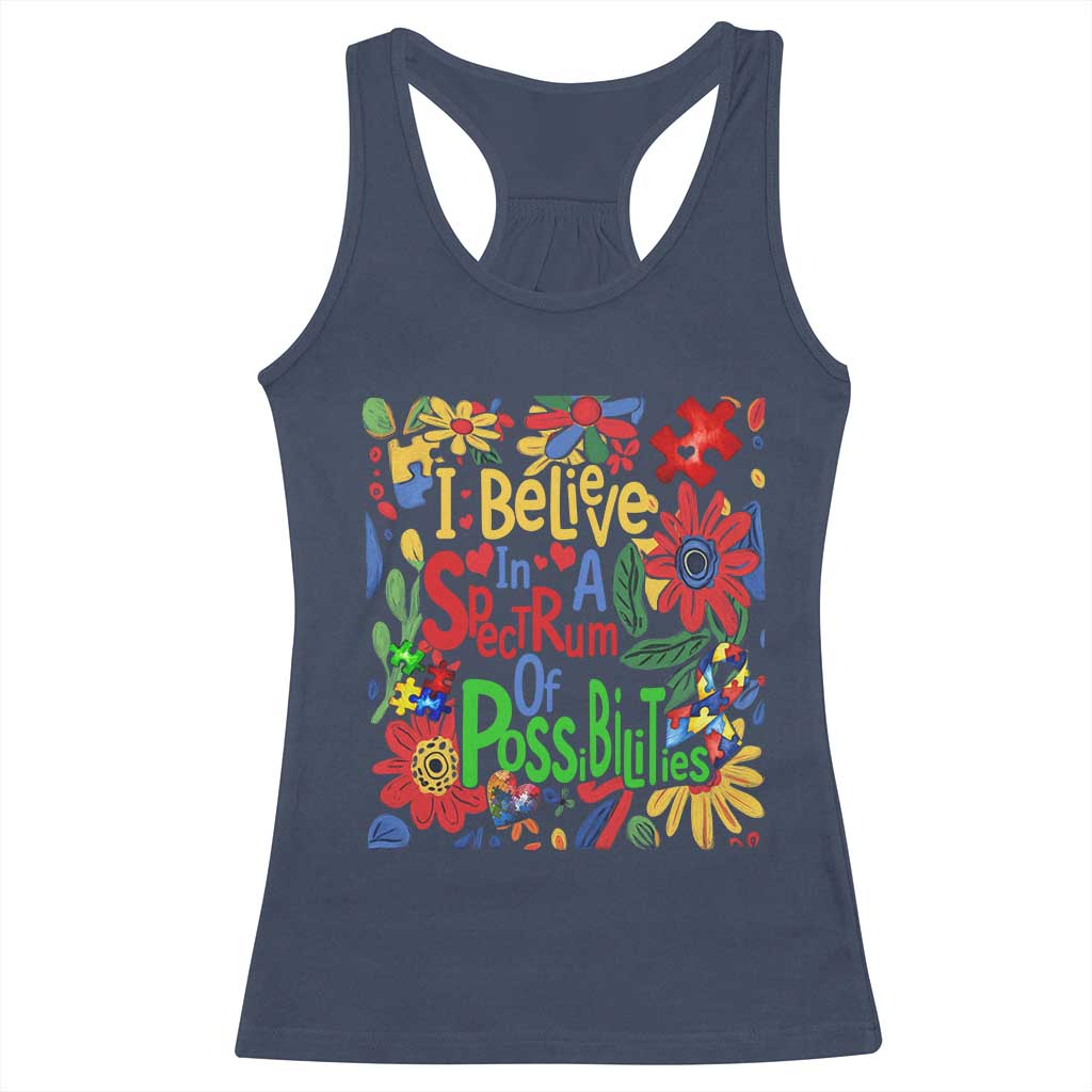 Autism Acceptance Racerback Tank Top I Believe In A Spectrum Of Possibilities Retro Boho