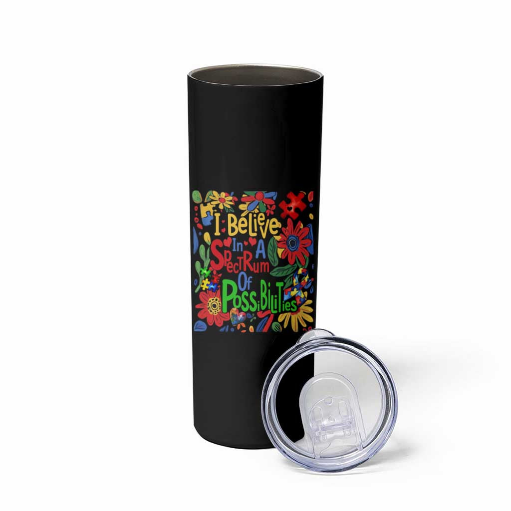 Autism Acceptance Skinny Tumbler I Believe In A Spectrum Of Possibilities Retro Boho
