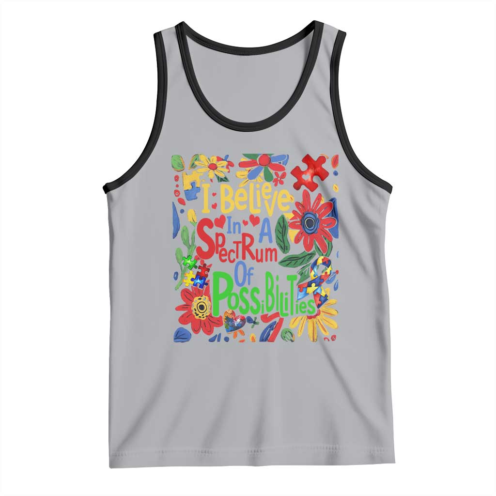 Autism Acceptance Tank Top I Believe In A Spectrum Of Possibilities Retro Boho