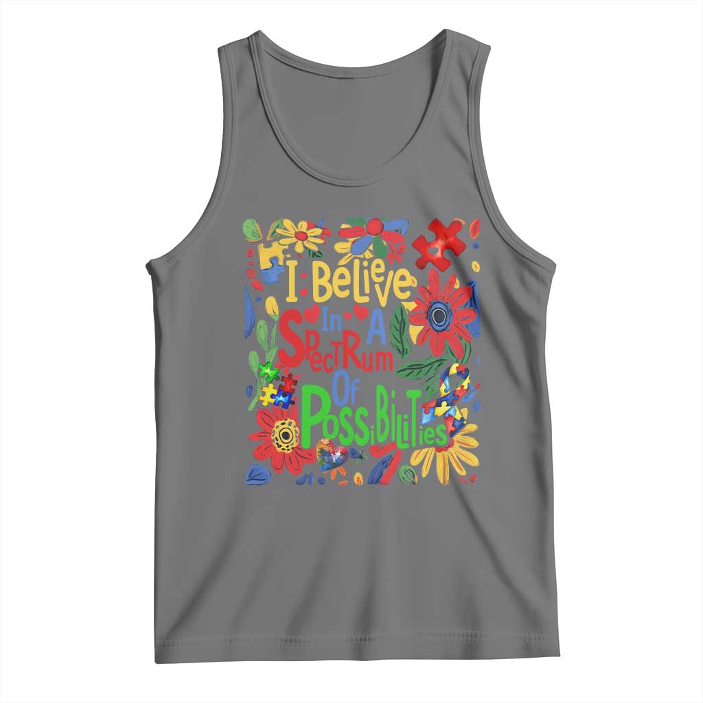 Autism Acceptance Tank Top I Believe In A Spectrum Of Possibilities Retro Boho