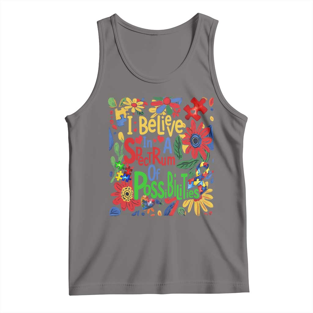 Autism Acceptance Tank Top I Believe In A Spectrum Of Possibilities Retro Boho