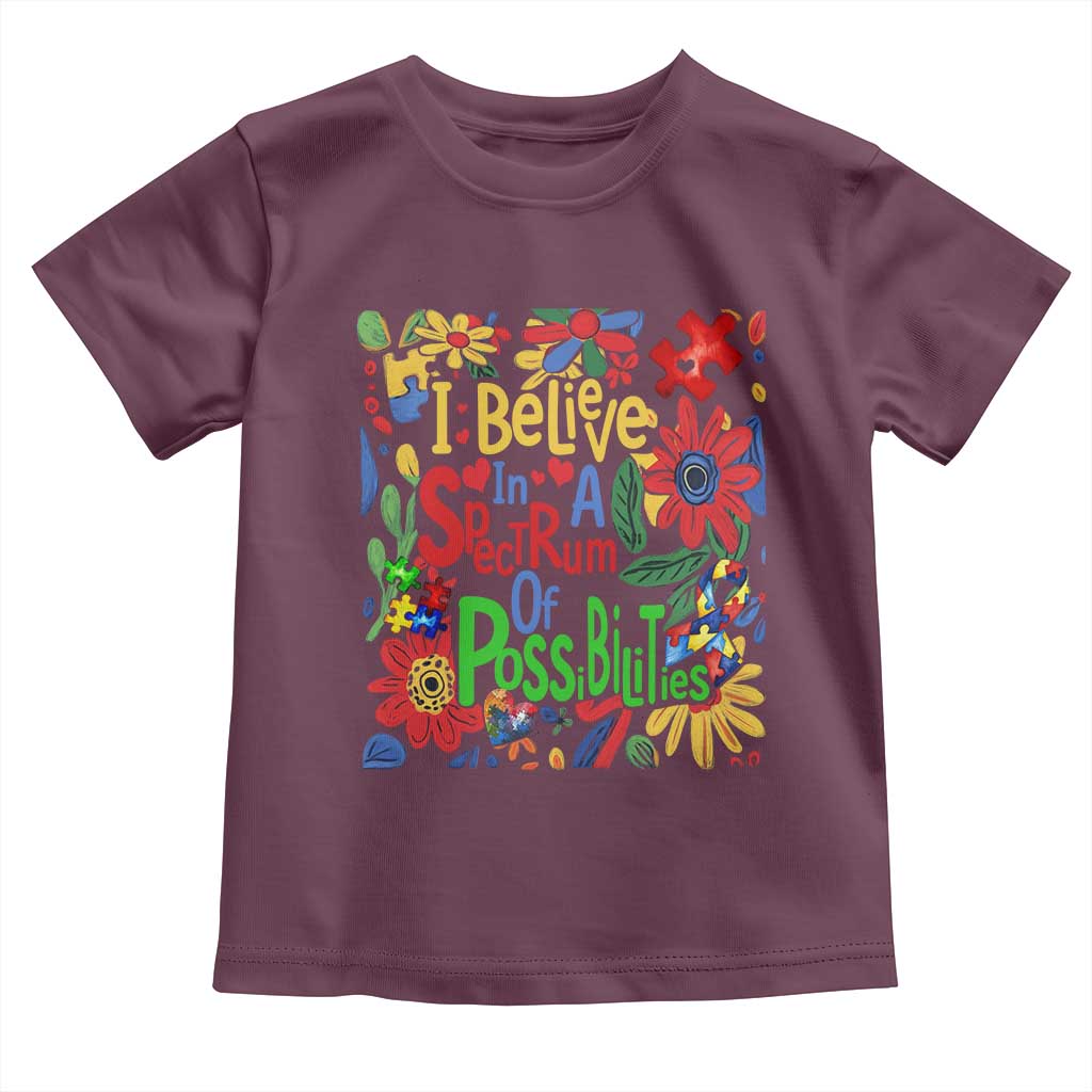 Autism Acceptance Toddler T Shirt I Believe In A Spectrum Of Possibilities Retro Boho