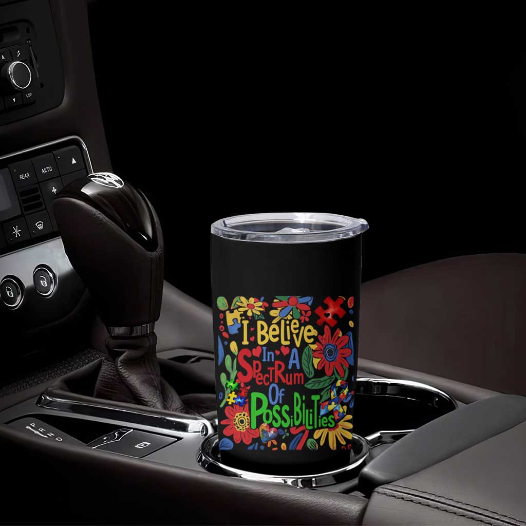 Autism Acceptance Tumbler Cup I Believe In A Spectrum Of Possibilities Retro Boho