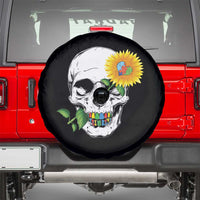 Autism Skull Sunflower Spare Tire Cover Support Autistic Puzzle Pieces Heart