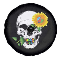Autism Skull Sunflower Spare Tire Cover Support Autistic Puzzle Pieces Heart