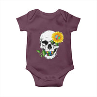 Autism Skull Sunflower Baby Onesie Support Autistic Puzzle Pieces Heart