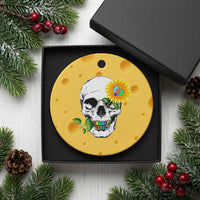 Autism Skull Sunflower Ceramic Ornament Support Autistic Puzzle Pieces Heart - Wonder Print Shop