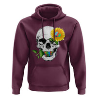 Autism Skull Sunflower Hoodie Support Autistic Puzzle Pieces Heart