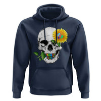 Autism Skull Sunflower Hoodie Support Autistic Puzzle Pieces Heart