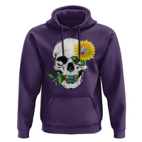 Autism Skull Sunflower Hoodie Support Autistic Puzzle Pieces Heart