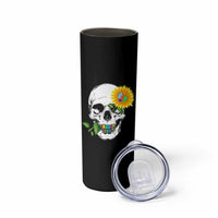 Autism Skull Sunflower Skinny Tumbler Support Autistic Puzzle Pieces Heart