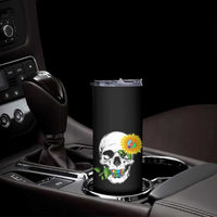 Autism Skull Sunflower Skinny Tumbler Support Autistic Puzzle Pieces Heart