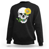 Autism Skull Sunflower Sweatshirt Support Autistic Puzzle Pieces Heart