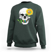 Autism Skull Sunflower Sweatshirt Support Autistic Puzzle Pieces Heart