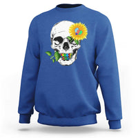 Autism Skull Sunflower Sweatshirt Support Autistic Puzzle Pieces Heart