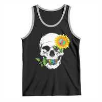 Autism Skull Sunflower Tank Top Support Autistic Puzzle Pieces Heart