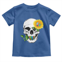 Autism Skull Sunflower Toddler T Shirt Support Autistic Puzzle Pieces Heart