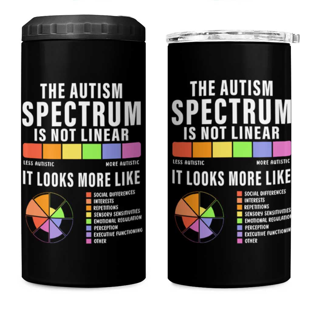 Autism Acceptance 4 in 1 Can Cooler Tumbler The Autism Spectrum Is Not Linear