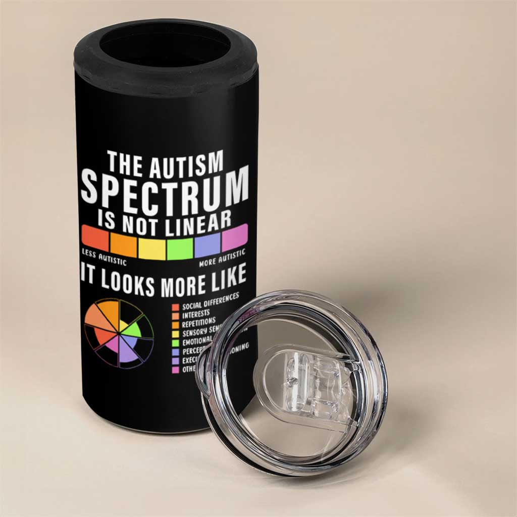 Autism Acceptance 4 in 1 Can Cooler Tumbler The Autism Spectrum Is Not Linear