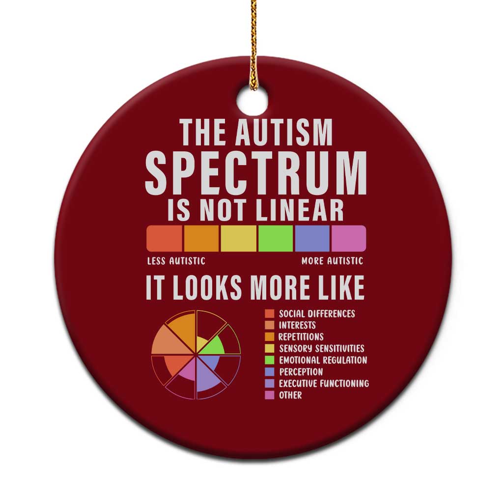 Autism Acceptance Ceramic Ornament The Autism Spectrum Is Not Linear - Wonder Print Shop