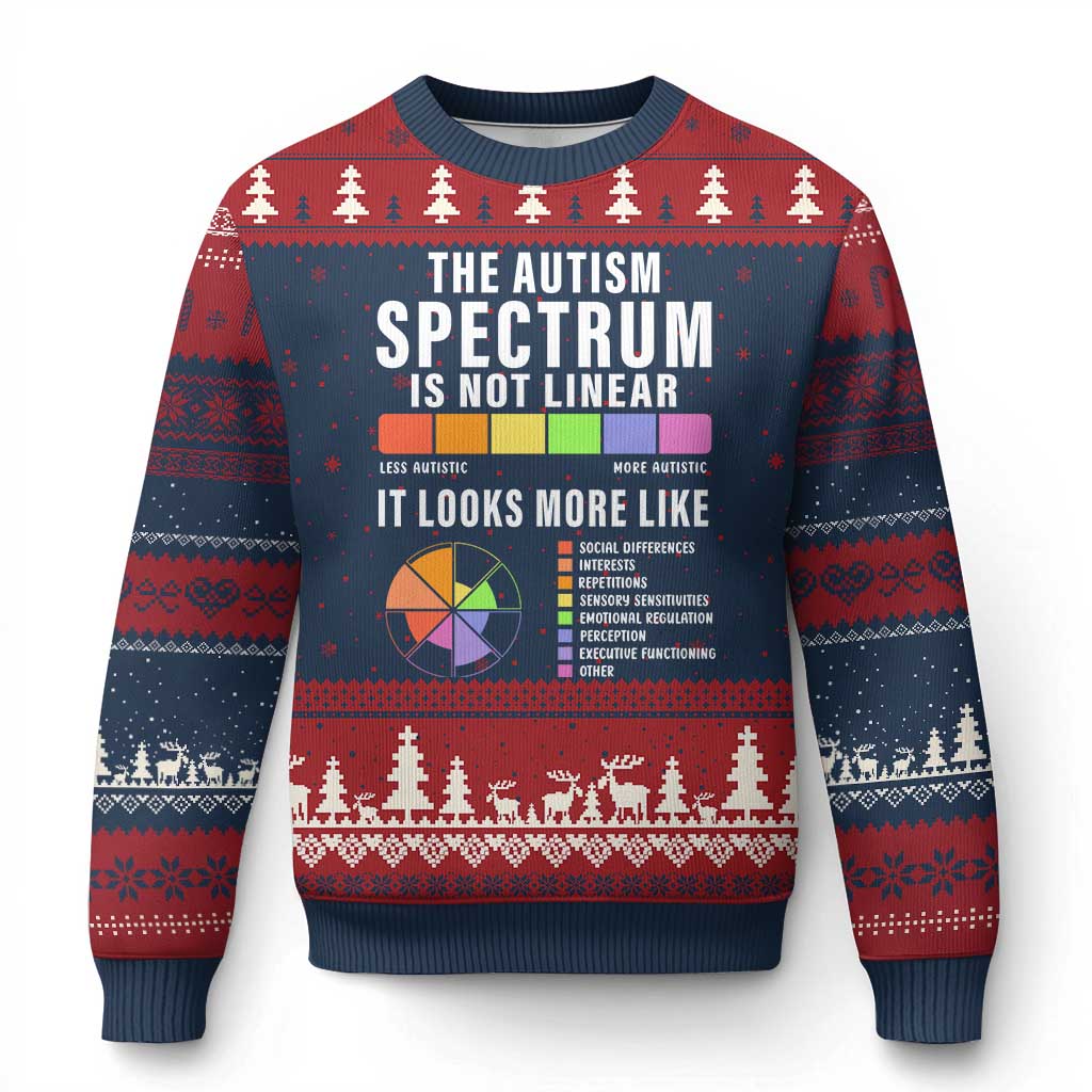Autism Acceptance Ugly Christmas Sweater The Autism Spectrum Is Not Linear - Wonder Print Shop