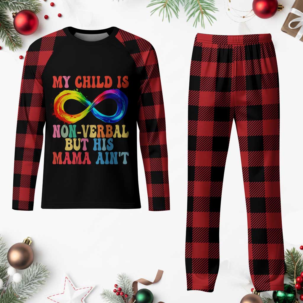 Autism Mom Plaid Pajama Set My Child May Be Non verbal But His Mama Ain't Autism - Wonder Print Shop