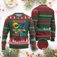 Autism Mom Ugly Christmas Sweater My Child May Be Non verbal But His Mama Ain't Autism - Wonder Print Shop