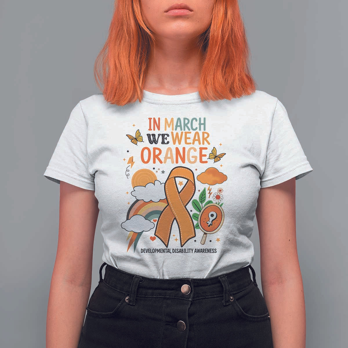 Developmental Disability Awareness T Shirt For Women In March We Wear Orange