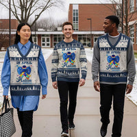 Autism Awareness V-Neck Knit Sweater Vest In April We Wear Blue Puzzle Ribbon Coquette Bow - Wonder Print Shop