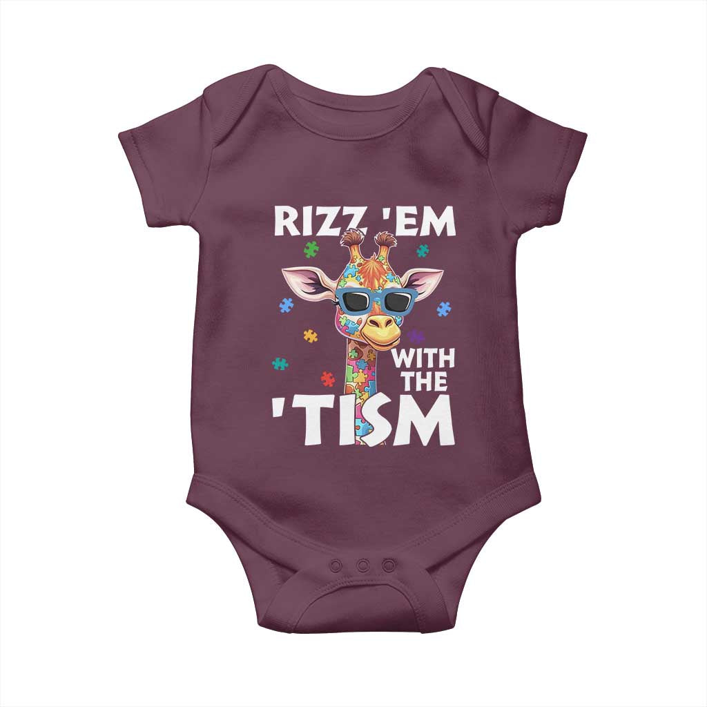 Funny Autism Giraffe Baby Onesie Rizz Em With The Tism